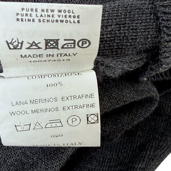 BEAU BRUMMEL Mens Wool Sweater S/m Italian Merino Gray 1/4 Zip Brown Suede - Picture 10 of 11